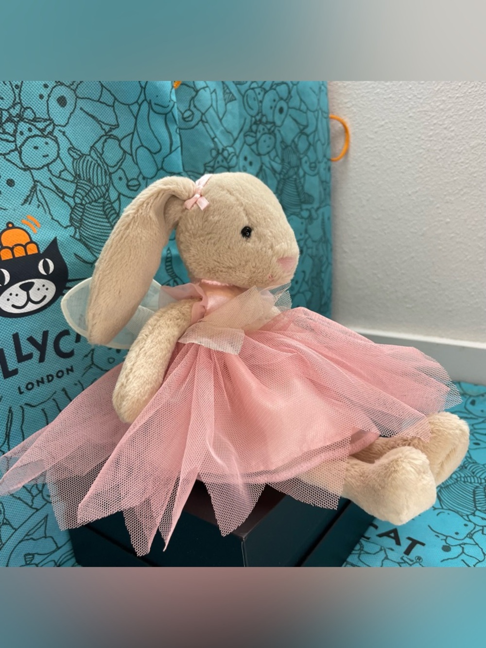 Jellycat Lottie Bunny Fairy Pink Tutu Ballerina Wings 11” long legs ~ Like New